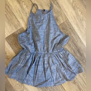 Denim Halter Strap Babydoll Top